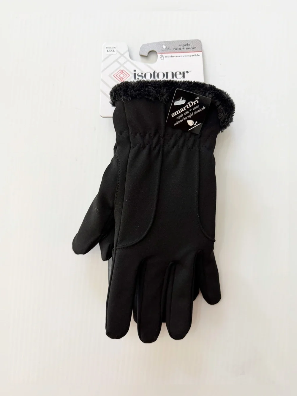 Isotoner Women’s Lined Spandex Water Repellent Gloves - L/XL